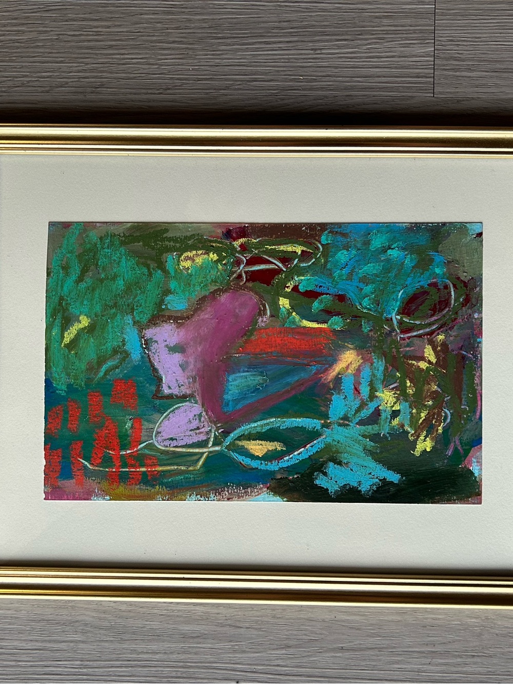 Abstract Mixed-Media Wall Art in Teal, Green, Pink and Blue